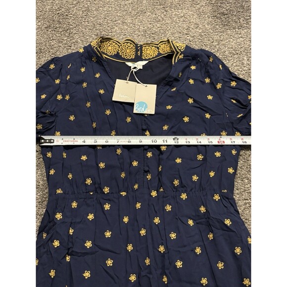 Boden Bronwen Broderie Embroidered Midi Dress in Navy and Yellow Size US 10R NWT - Picture 6 of 11